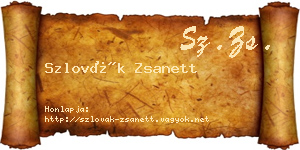 Szlovák Zsanett névjegykártya