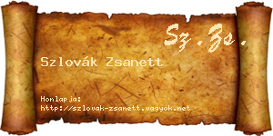 Szlovák Zsanett névjegykártya